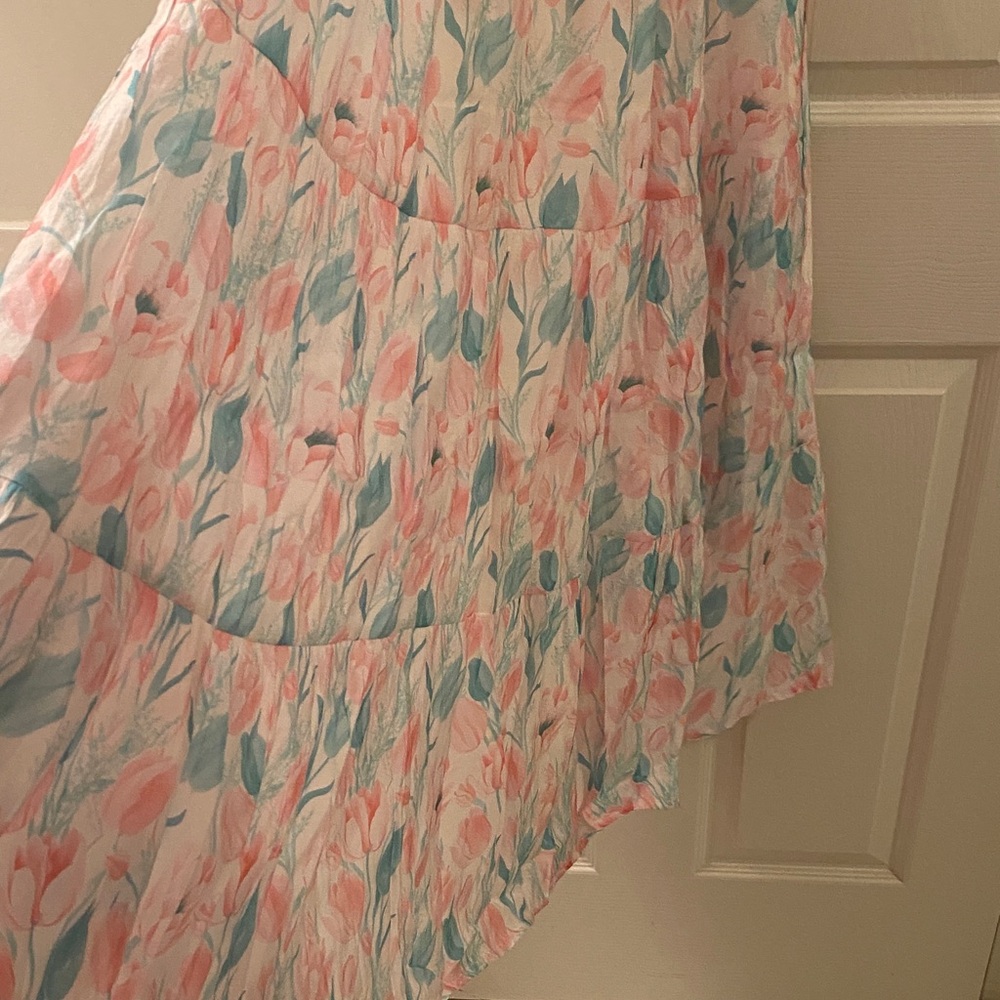 Aleeza Paris Smocked Puff-Sleeve Pink Floral Maxi Dress - Picture 2 of 7